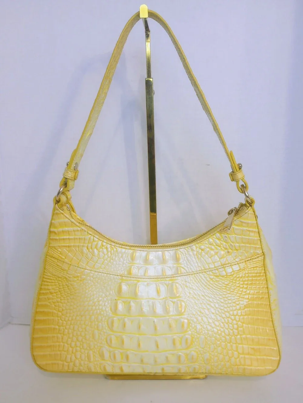 Brahmin Sunshine Yellow Ombre Melbourne Esme Shoulder Bag, Croc Embossed Leather